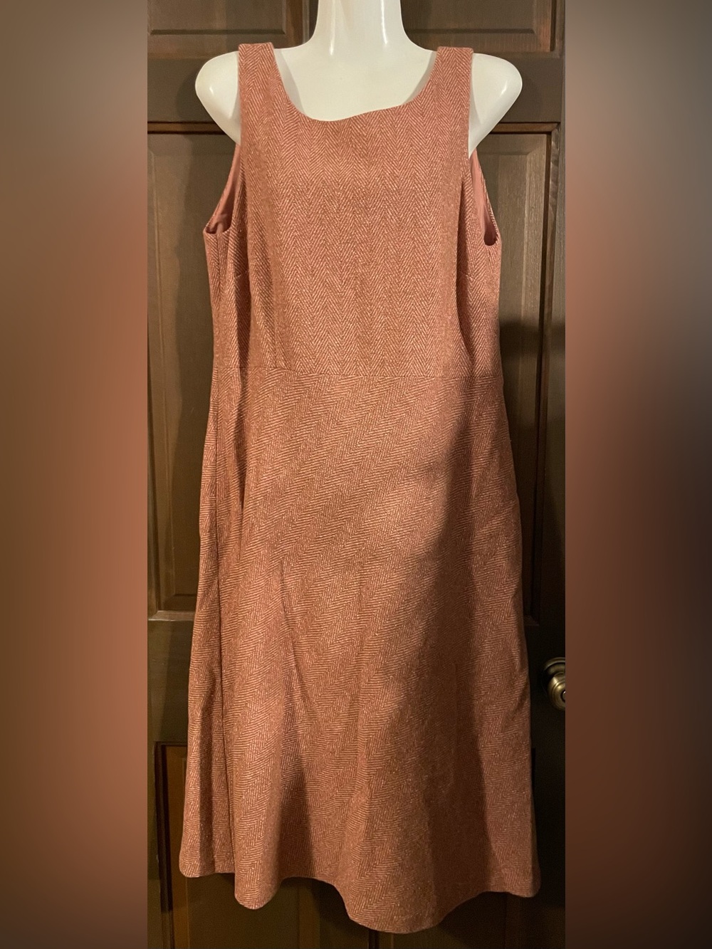Vintage Laura Ashley Muted Terracotta Wool Blend Sleeveless Shift Dress